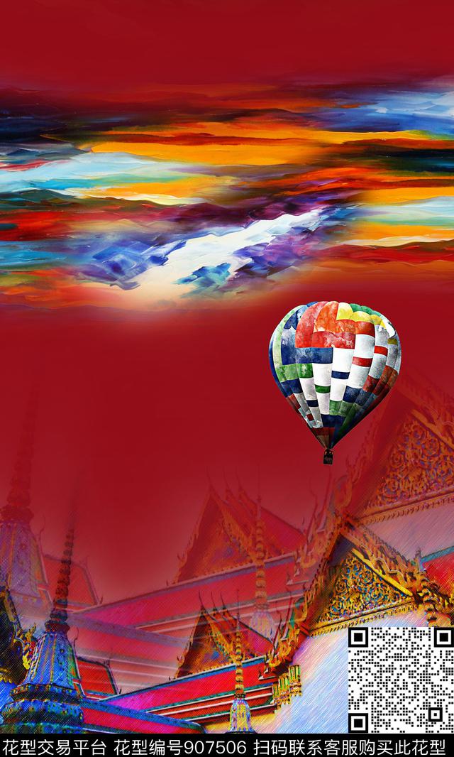 抽象油画华亿平台定位花数码印花华亿平台下载（图片编号: 907506） - 瓦栏（Walan）