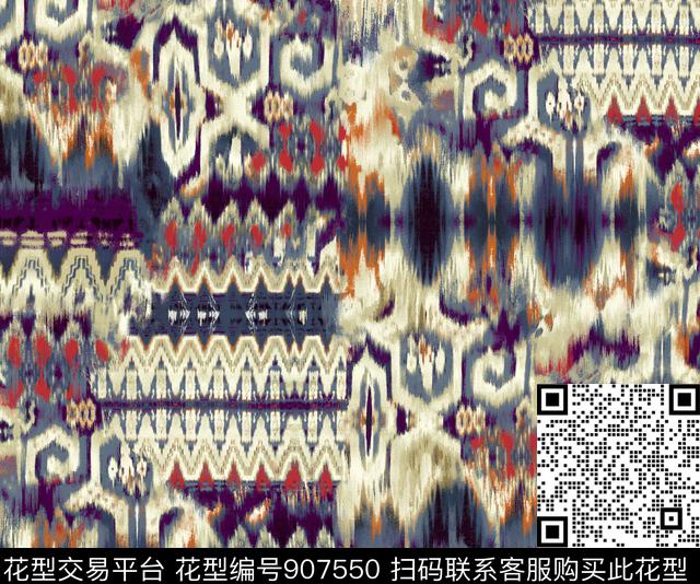 水墨风几何满版散花传统印花华亿平台下载（图片编号: 907550） - 瓦栏（Walan）