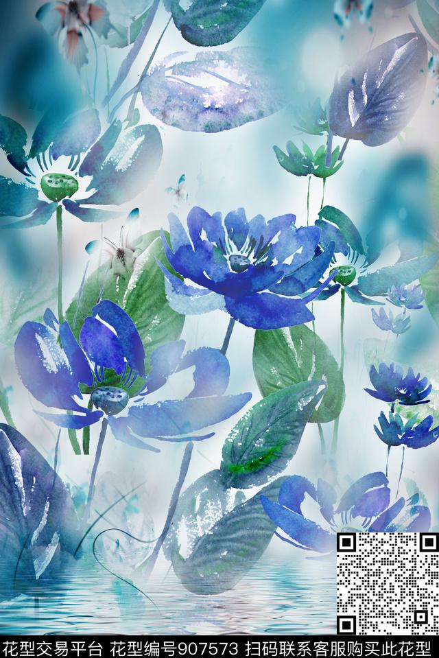 花卉大花中国风数码印花华亿平台下载（图片编号: 907573） - 瓦栏（Walan）