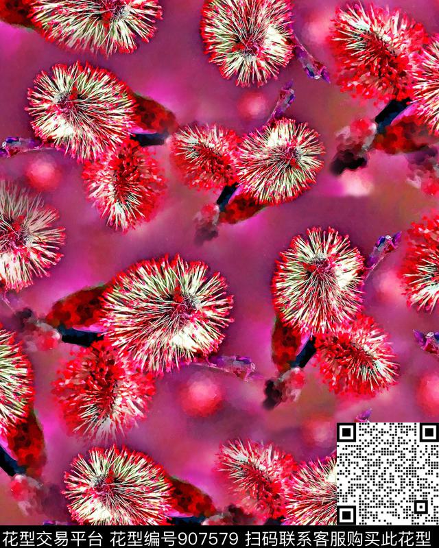 花卉油画华亿平台满版散花数码印花华亿平台下载（图片编号: 907579） - 瓦栏（Walan）