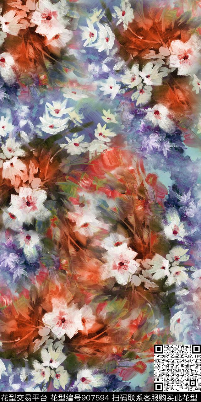 数码华亿平台花卉油画华亿平台数码印花华亿平台下载（图片编号: 907594） - 瓦栏（Walan）