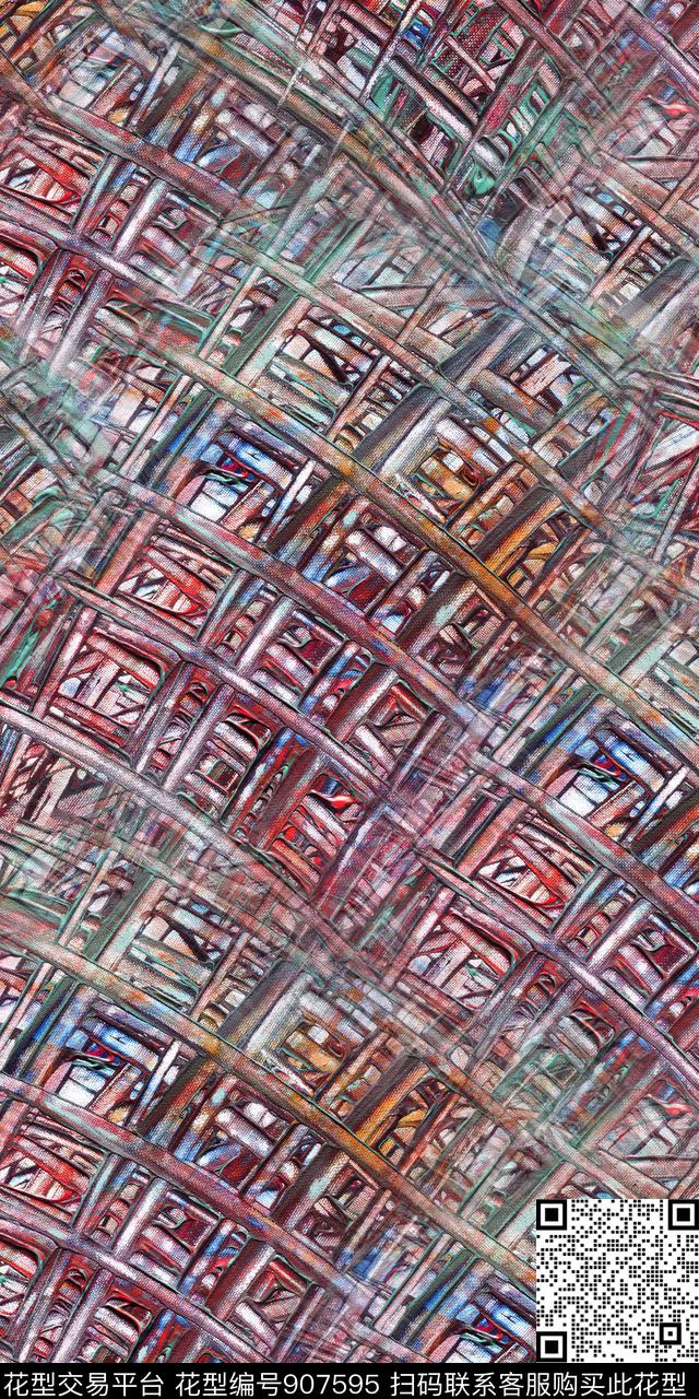 几何数码华亿平台条纹数码印花华亿平台下载（图片编号: 907595） - 瓦栏（Walan）