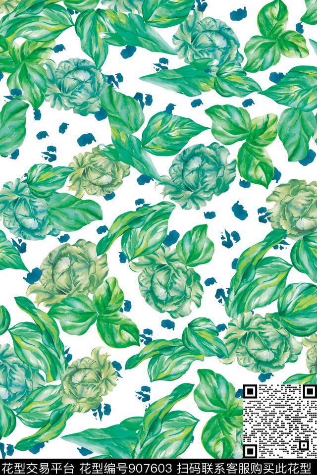 植物大牌风花卉数码印花华亿平台下载（图片编号: 907603） - 瓦栏（Walan）
