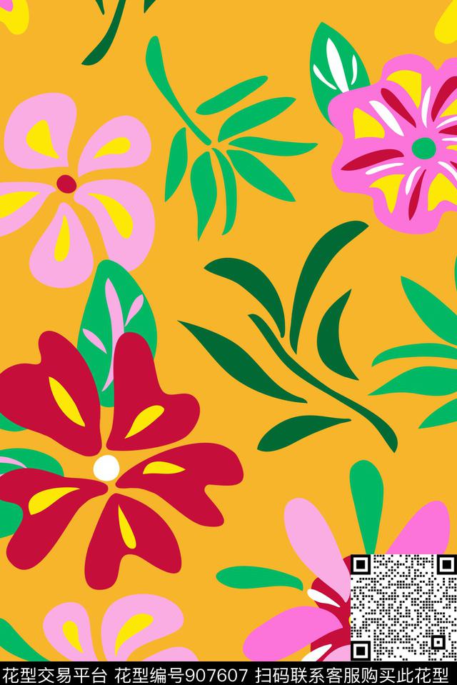 复古2018春夏彩底花卉高调个性传统印花华亿平台下载（图片编号: 907607） - 瓦栏（Walan）