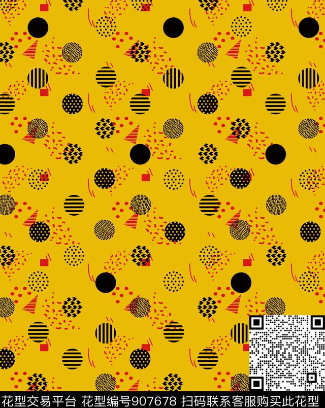 波点几何圆形传统印花华亿平台下载（图片编号: 907678） - 瓦栏（Walan）