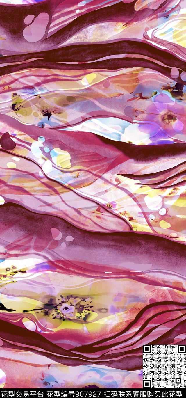 花卉朦胧花卉抽象花卉数码印花华亿平台下载（图片编号: 907927） - 瓦栏（Walan）