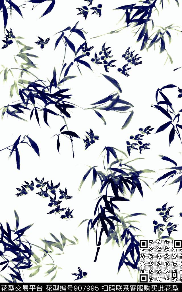 中国风水墨风黑白传统印花华亿平台下载（图片编号: 907995） - 瓦栏（Walan）