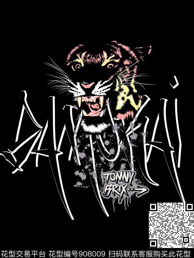 胸前独幅定位花男装传统印花华亿平台下载（图片编号: 908009） - 瓦栏（Walan）