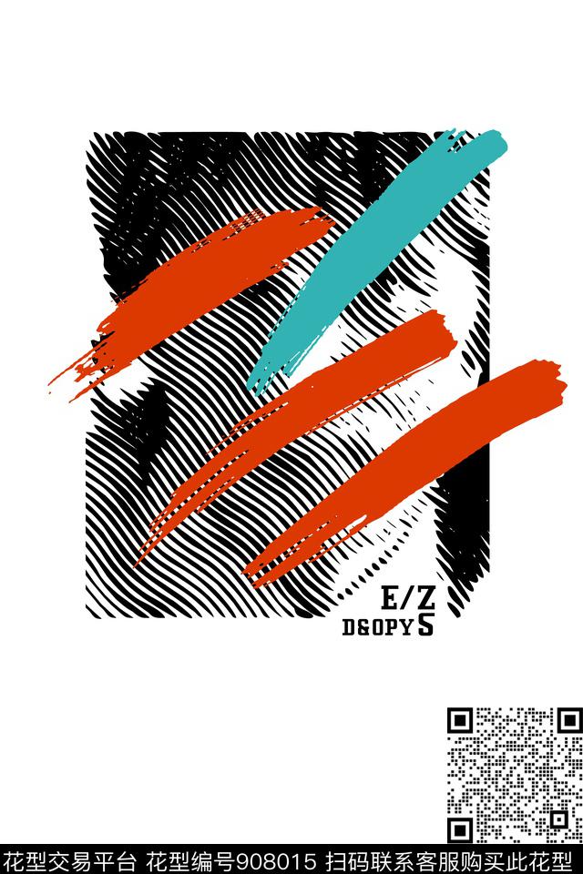 定位花大牌男装线条画传统印花华亿平台下载（图片编号: 908015） - 瓦栏（Walan）