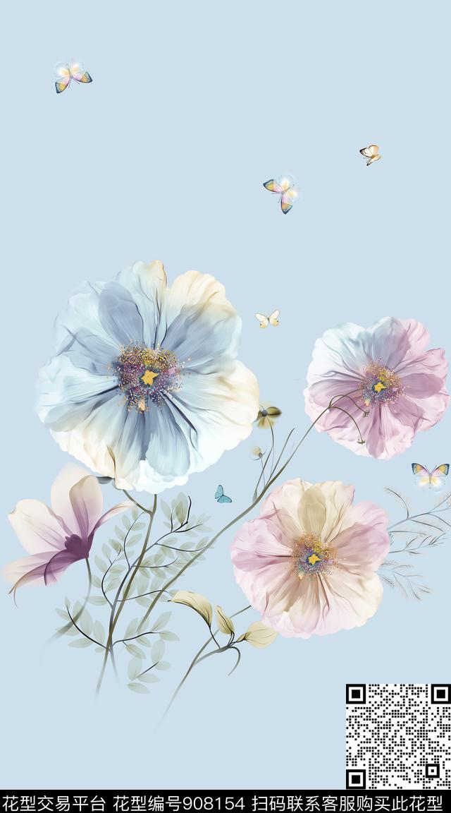 花卉民族风纹理数码印花华亿平台下载（图片编号: 908154） - 瓦栏（Walan）