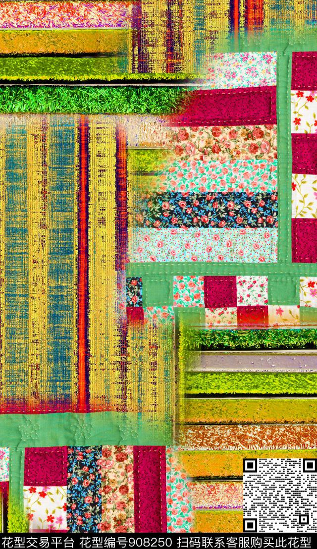 香云纱抽象几何数码印花华亿平台下载（图片编号: 908250） - 瓦栏（Walan）