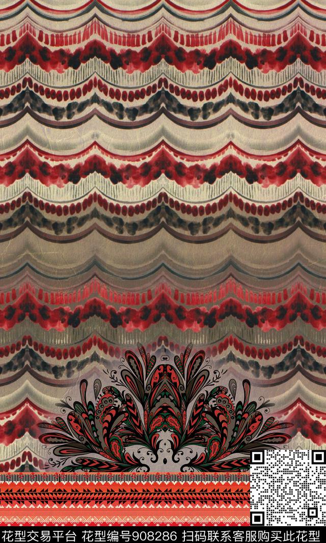 肌理波浪纹裙摆数码印花华亿平台下载（图片编号: 908286） - 瓦栏（Walan）