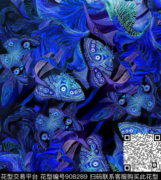 抽象花卉水彩花卉鸢尾花数码印花华亿平台下载（图片编号: 908289） - 瓦栏（Walan）