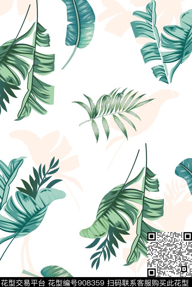 花卉热带华亿平台绿植树叶数码印花华亿平台下载（图片编号: 908359） - 瓦栏（Walan）