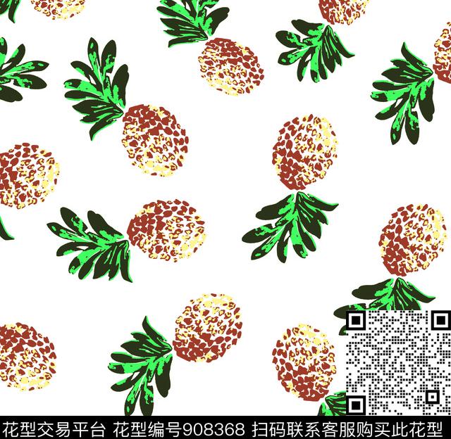 数码华亿平台花卉菠萝数码印花华亿平台下载（图片编号: 908368） - 瓦栏（Walan）
