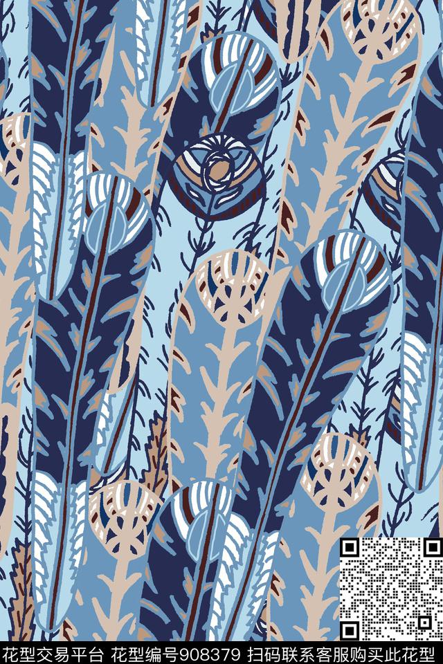 羽毛民族风传统华亿平台传统印花华亿平台下载（图片编号: 908379） - 瓦栏（Walan）