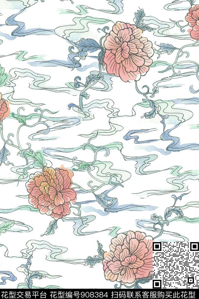 国画中国风传统华亿平台传统印花华亿平台下载（图片编号: 908384） - 瓦栏（Walan）