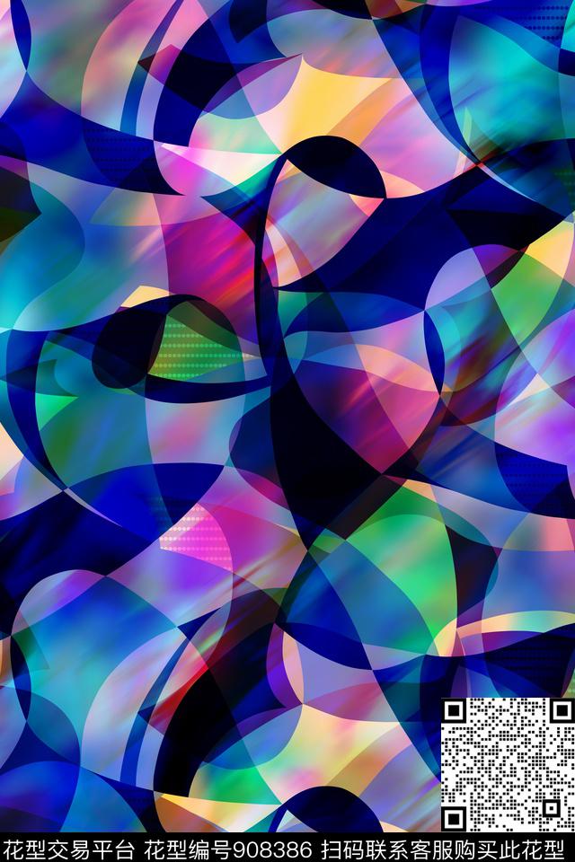 春夏华亿平台抽象几何数码印花华亿平台下载（图片编号: 908386） - 瓦栏（Walan）