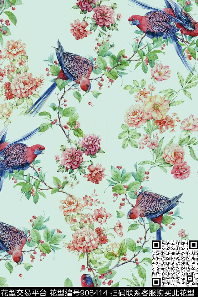 真丝千鸟格家居服数码印花华亿平台下载（图片编号: 908414） - 瓦栏（Walan）