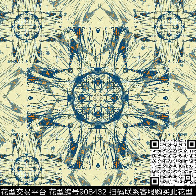 丝巾围巾秀场抽象装饰图案传统印花华亿平台下载（图片编号: 908432） - 瓦栏（Walan）