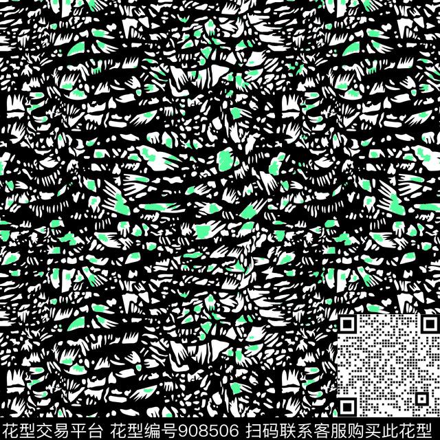 几何年轻时尚黑底花数码印花华亿平台下载（图片编号: 908506） - 瓦栏（Walan）