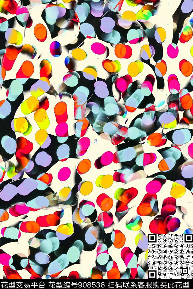 复古抽象女装数码印花华亿平台下载（图片编号: 908536） - 瓦栏（Walan）