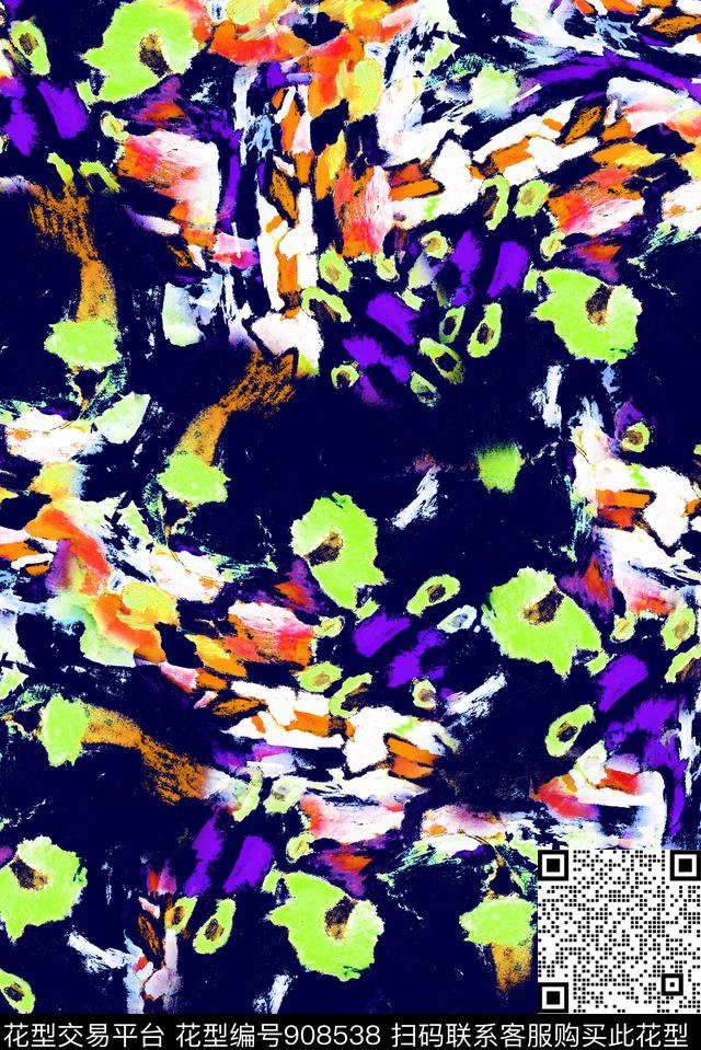 复古抽象女装数码印花华亿平台下载（图片编号: 908538） - 瓦栏（Walan）