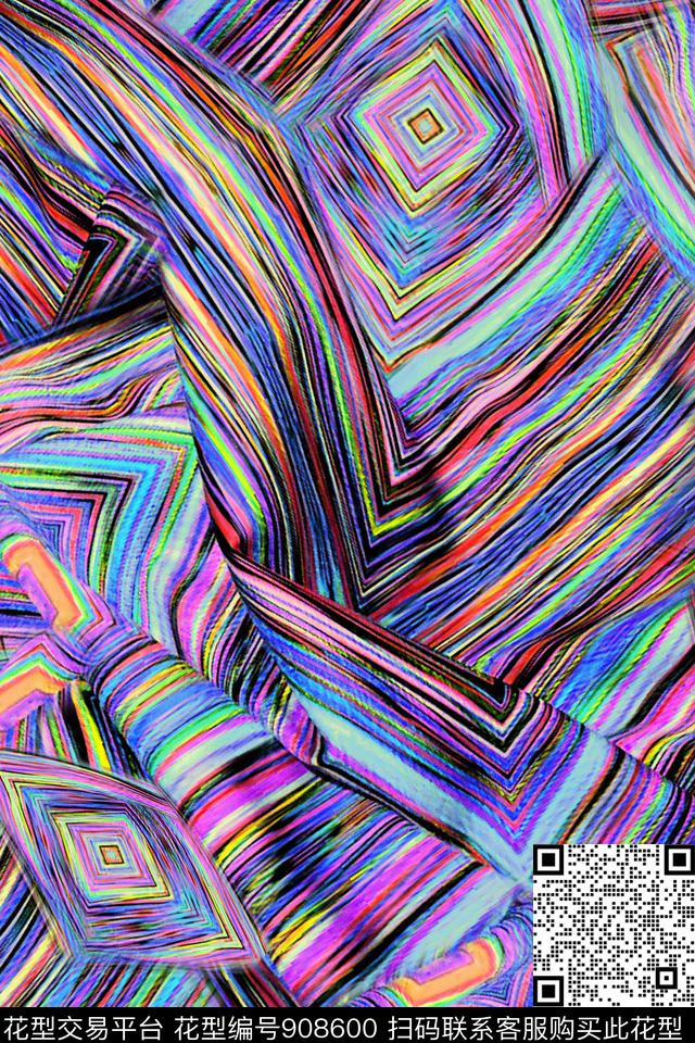 抽象直线春夏华亿平台数码印花华亿平台下载（图片编号: 908600） - 瓦栏（Walan）