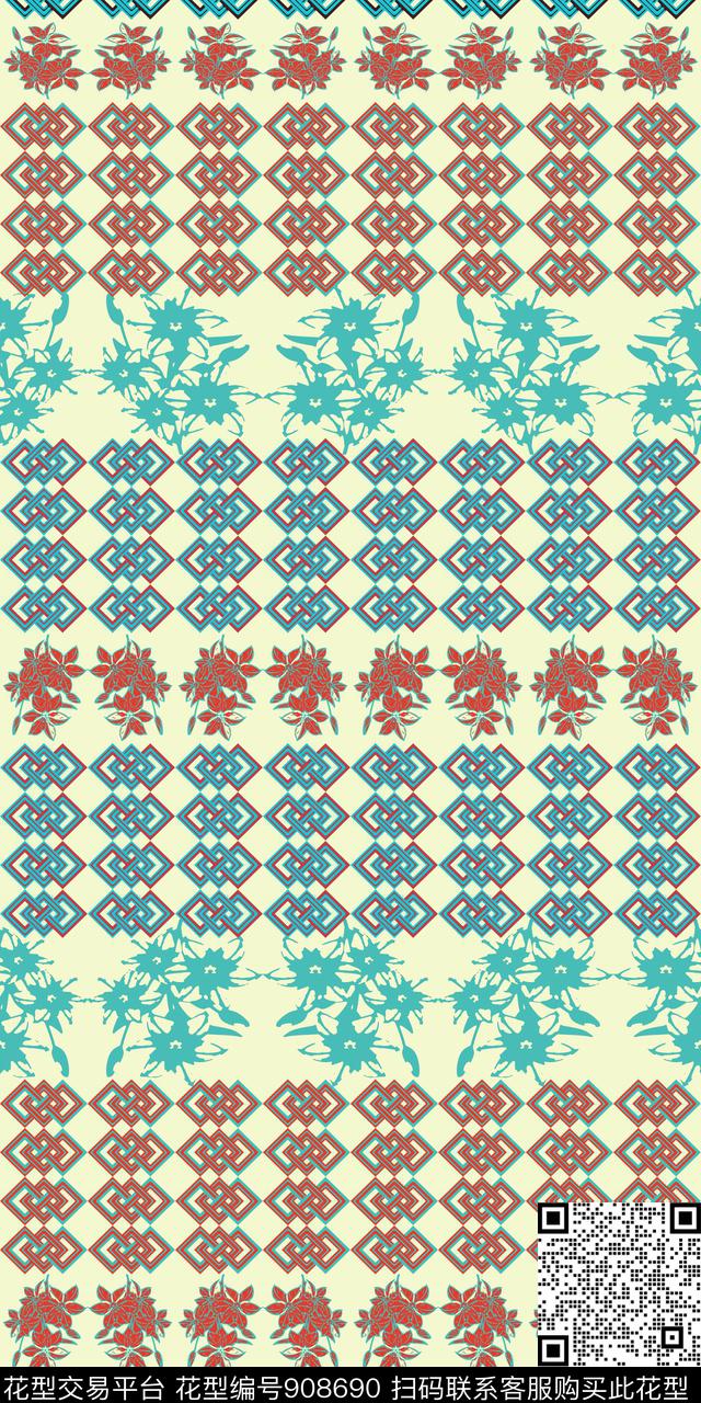 几何民族风丝巾围巾秀场传统印花华亿平台下载（图片编号: 908690） - 瓦栏（Walan）