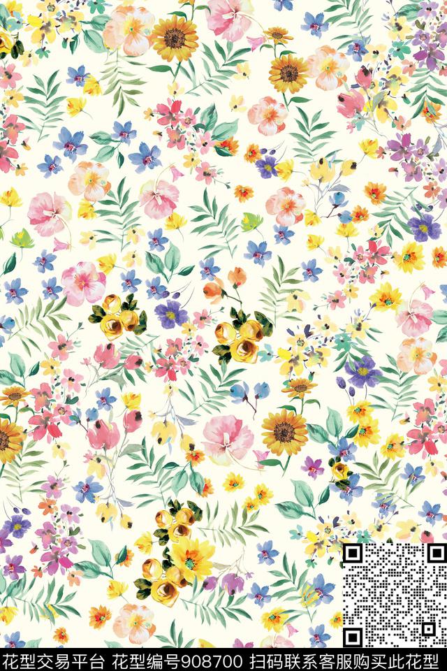 田园植物春夏华亿平台数码印花华亿平台下载（图片编号: 908700） - 瓦栏（Walan）