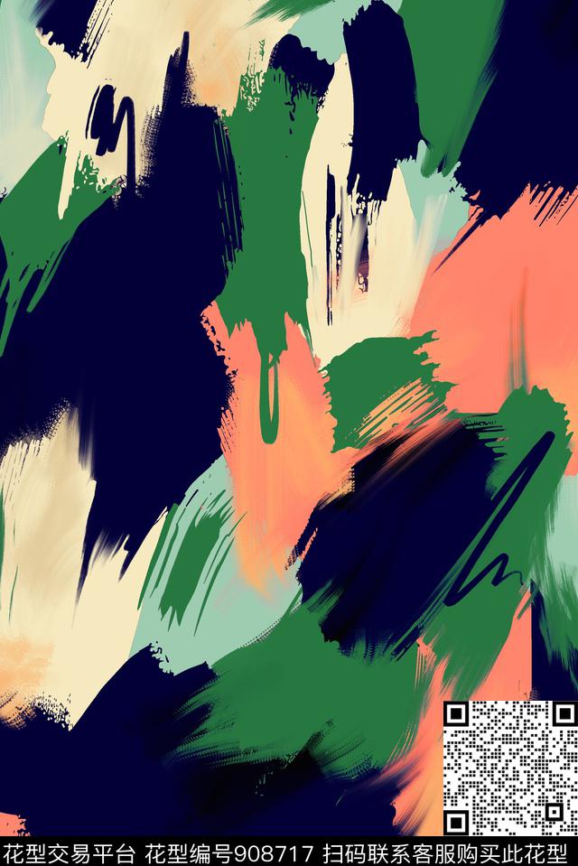 抽象女裙大衣呢料数码印花华亿平台下载（图片编号: 908717） - 瓦栏（Walan）