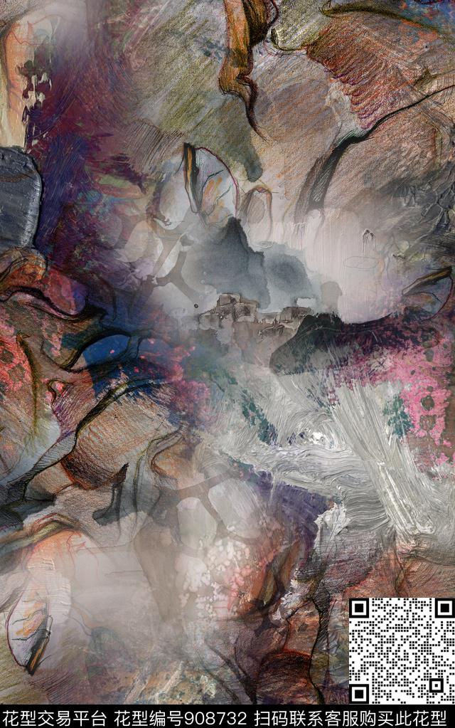 抽象民族风纹理数码印花华亿平台下载（图片编号: 908732） - 瓦栏（Walan）