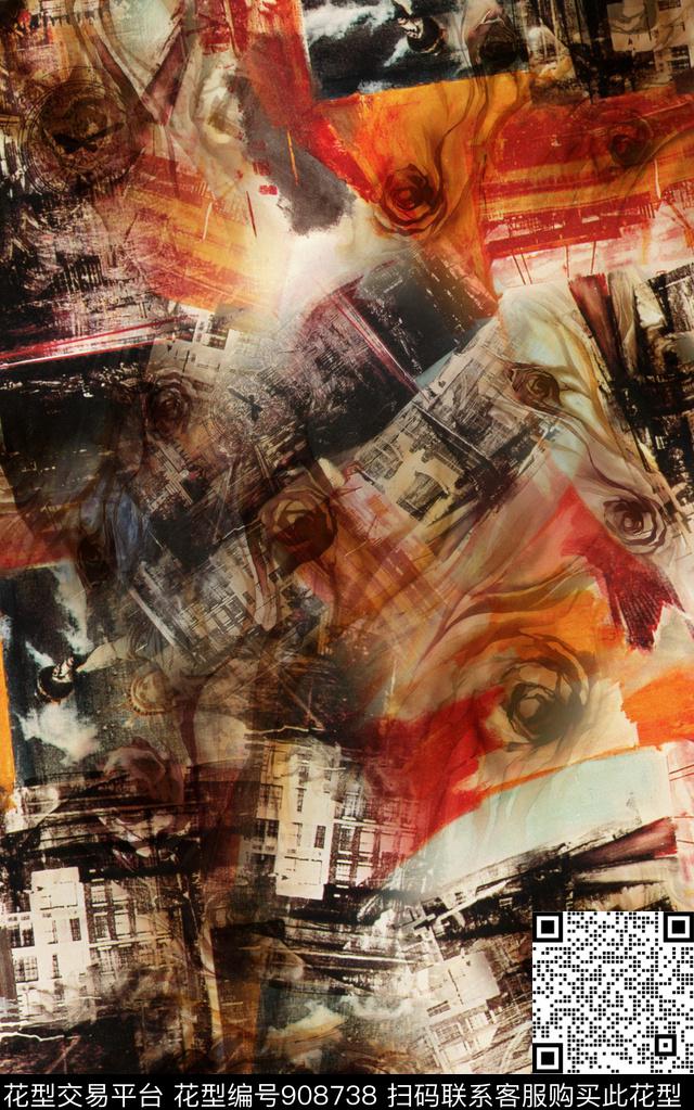 抽象民族风中老年数码印花华亿平台下载（图片编号: 908738） - 瓦栏（Walan）