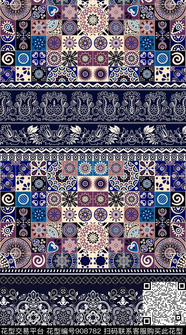 民族风纹理数码印花华亿平台下载（图片编号: 908782） - 瓦栏（Walan）