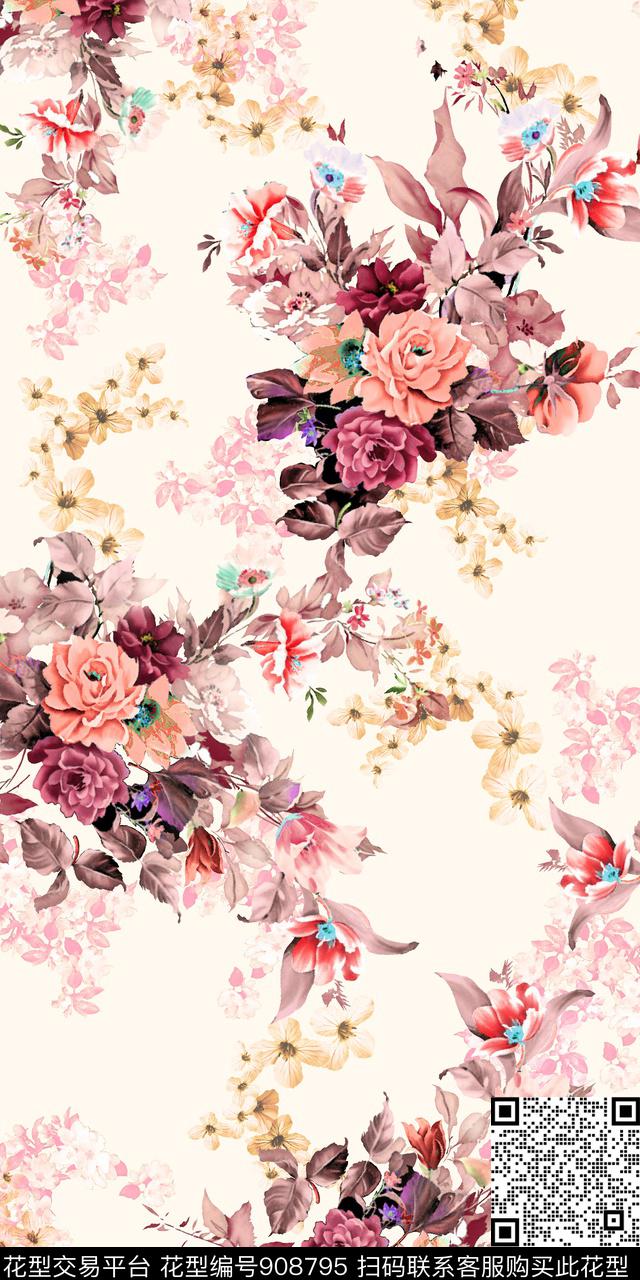 花卉3D立体小碎花数码印花华亿平台下载（图片编号: 908795） - 瓦栏（Walan）