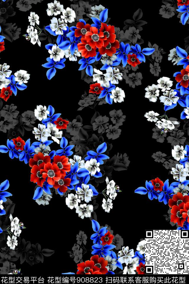 数码华亿平台花卉月季花数码印花华亿平台下载（图片编号: 908823） - 瓦栏（Walan）