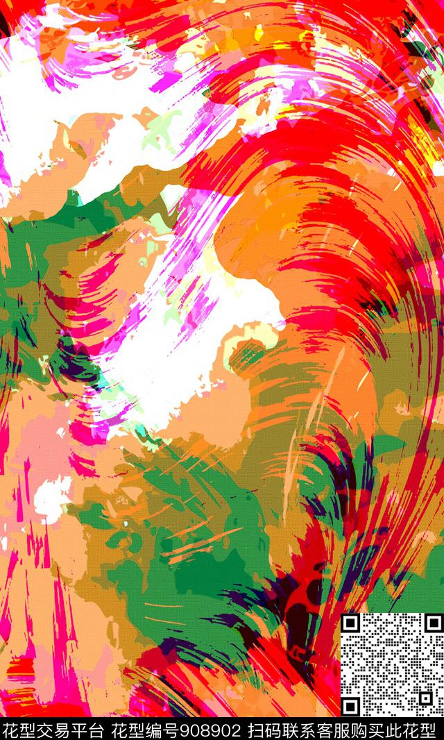 几何线条绘画数码印花华亿平台下载（图片编号: 908902） - 瓦栏（Walan）