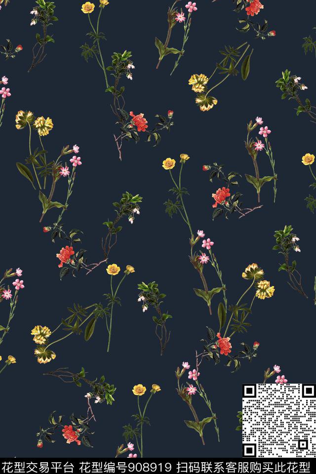 女装小碎花复古数码印花华亿平台下载（图片编号: 908919） - 瓦栏（Walan）