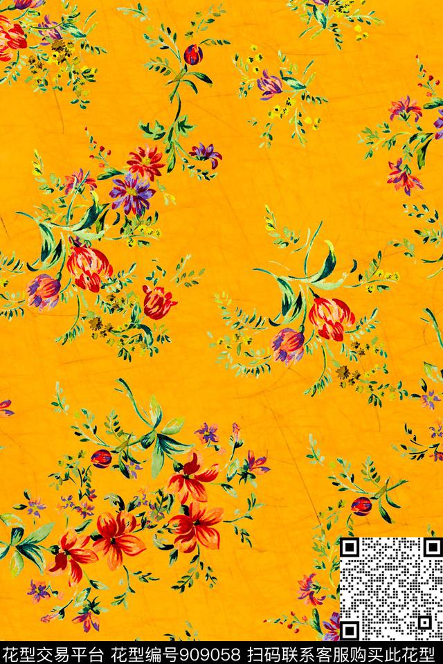 花卉小碎花数码印花华亿平台下载（图片编号: 909058） - 瓦栏（Walan）