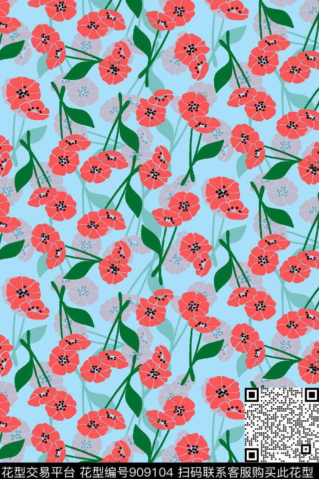 植物花卉年轻时尚传统印花华亿平台下载（图片编号: 909104） - 瓦栏（Walan）