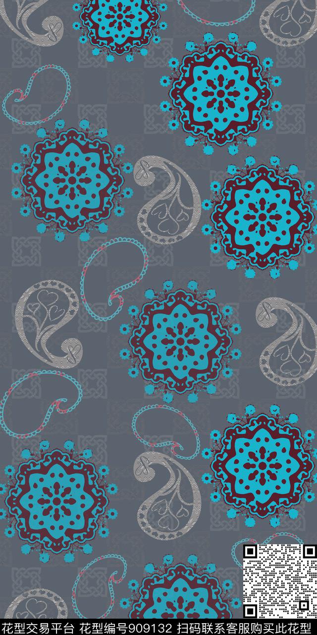 民族风佩斯利丝巾围巾秀场传统印花华亿平台下载（图片编号: 909132） - 瓦栏（Walan）