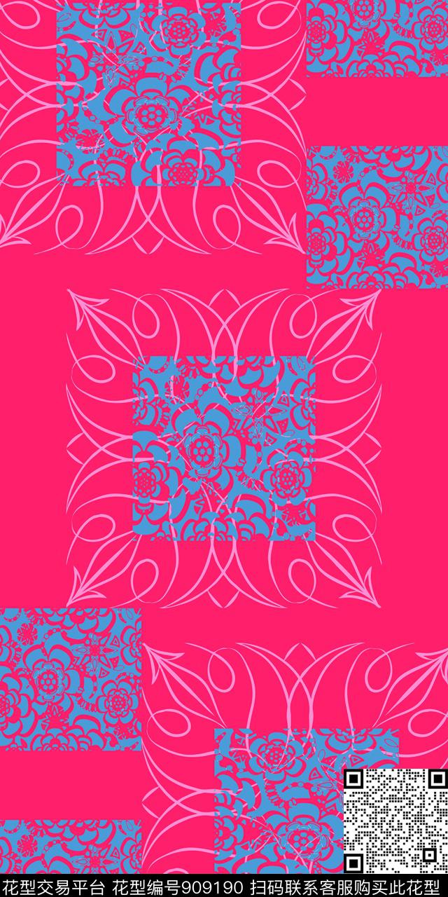 民族风丝巾围巾秀场方格花边传统印花华亿平台下载（图片编号: 909190） - 瓦栏（Walan）