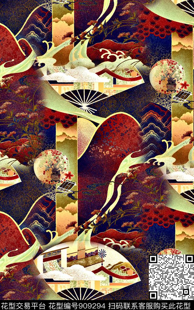 复古民族风几何数码印花华亿平台下载（图片编号: 909294） - 瓦栏（Walan）