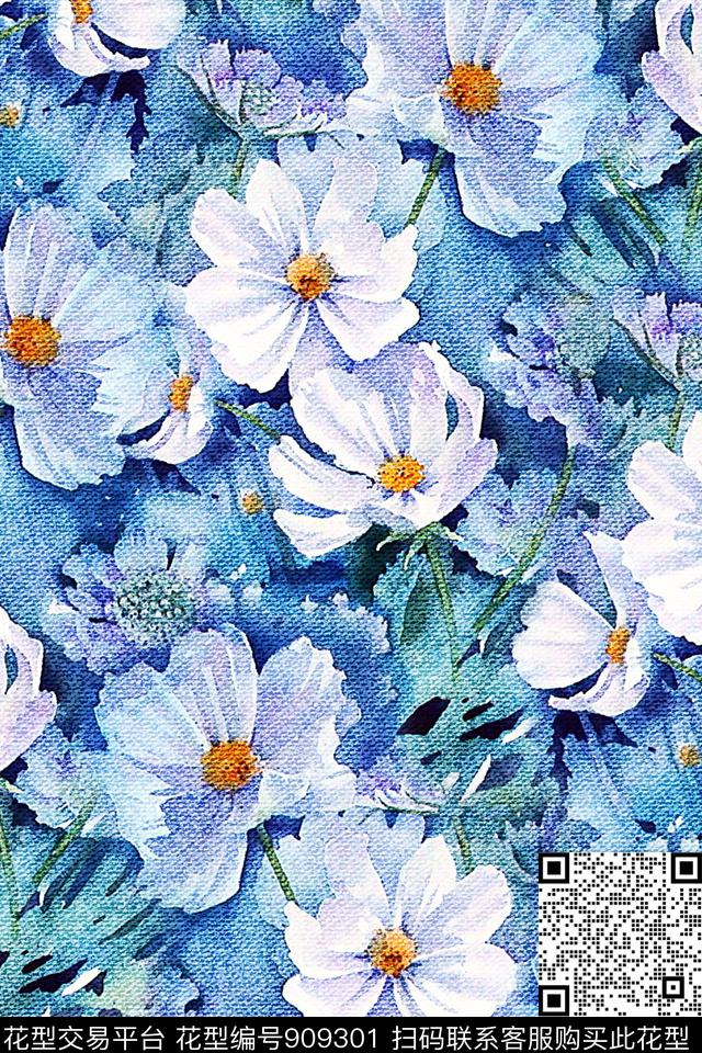花卉水彩花卉女装数码印花华亿平台下载（图片编号: 909301） - 瓦栏（Walan）