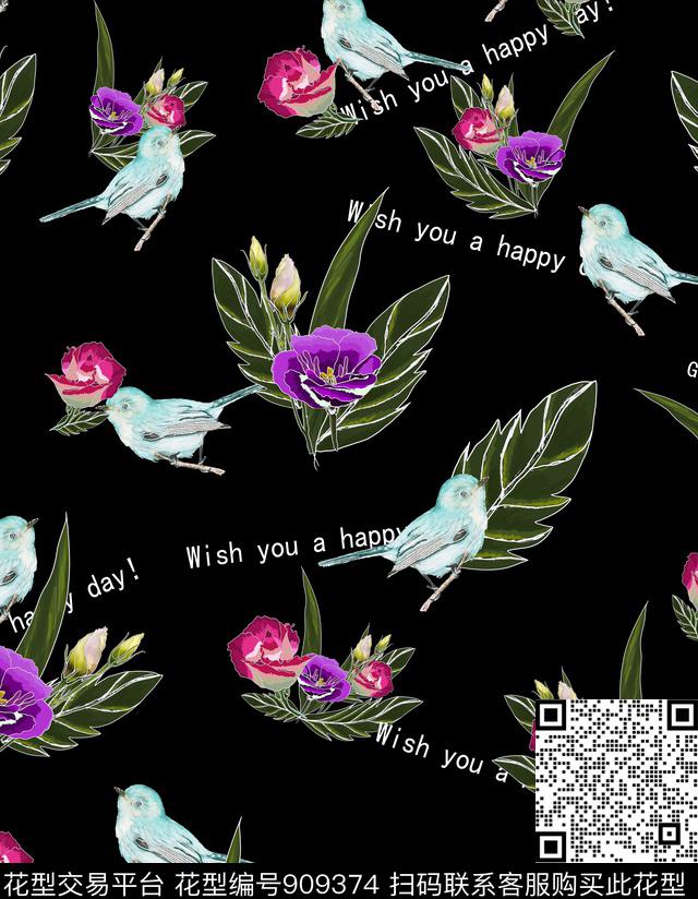 花卉康乃馨郁金香数码印花华亿平台下载（图片编号: 909374） - 瓦栏（Walan）
