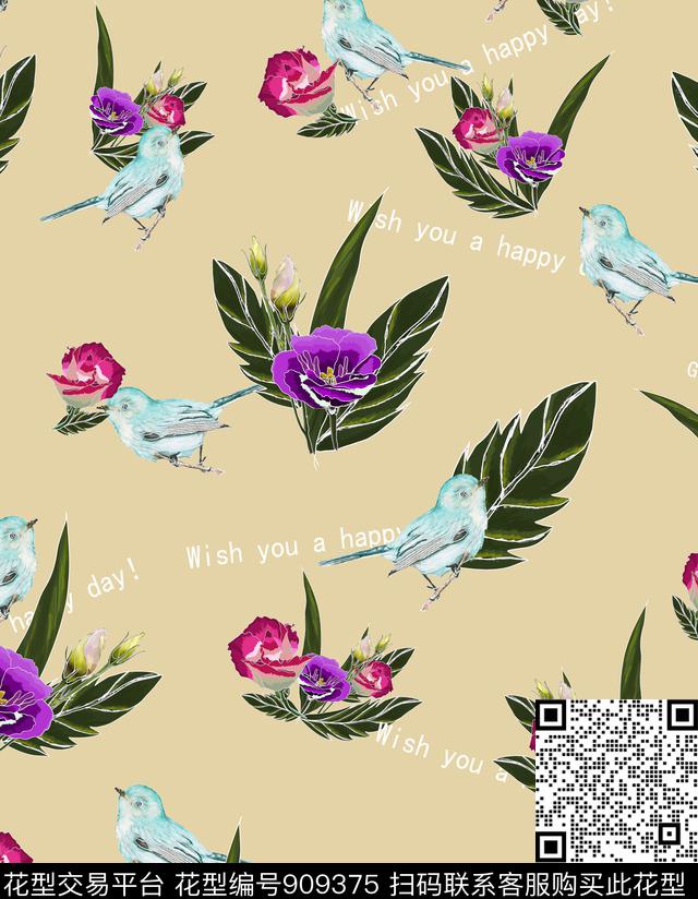 花卉康乃馨郁金香数码印花华亿平台下载（图片编号: 909375） - 瓦栏（Walan）