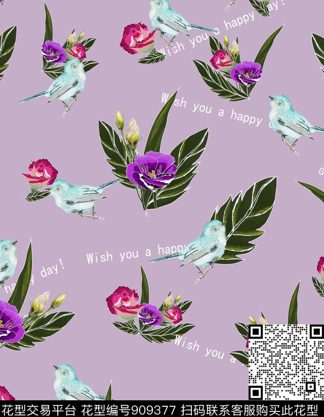 花卉康乃馨郁金香数码印花华亿平台下载（图片编号: 909377） - 瓦栏（Walan）