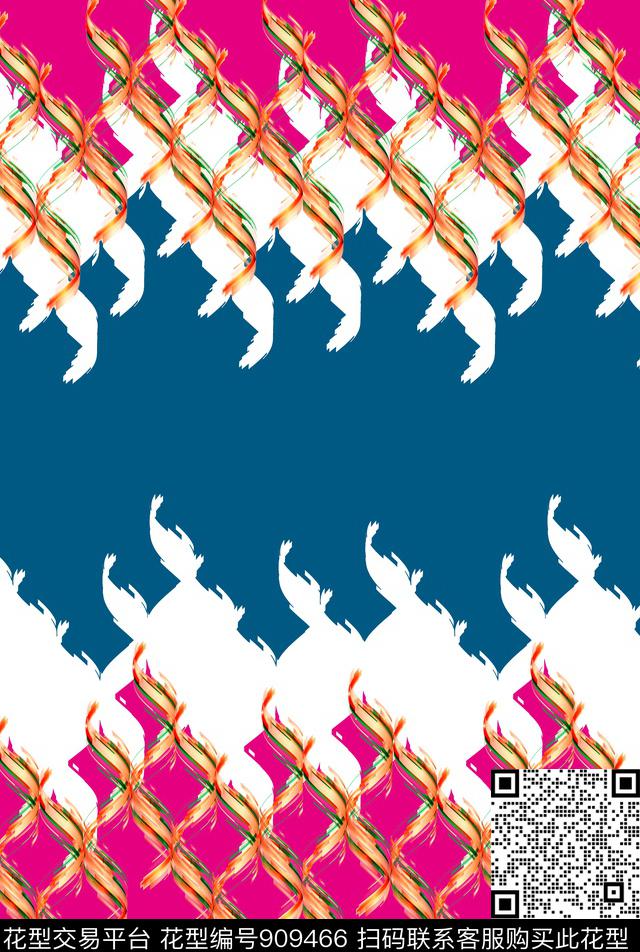 抽象花纹定位花数码印花华亿平台下载（图片编号: 909466） - 瓦栏（Walan）