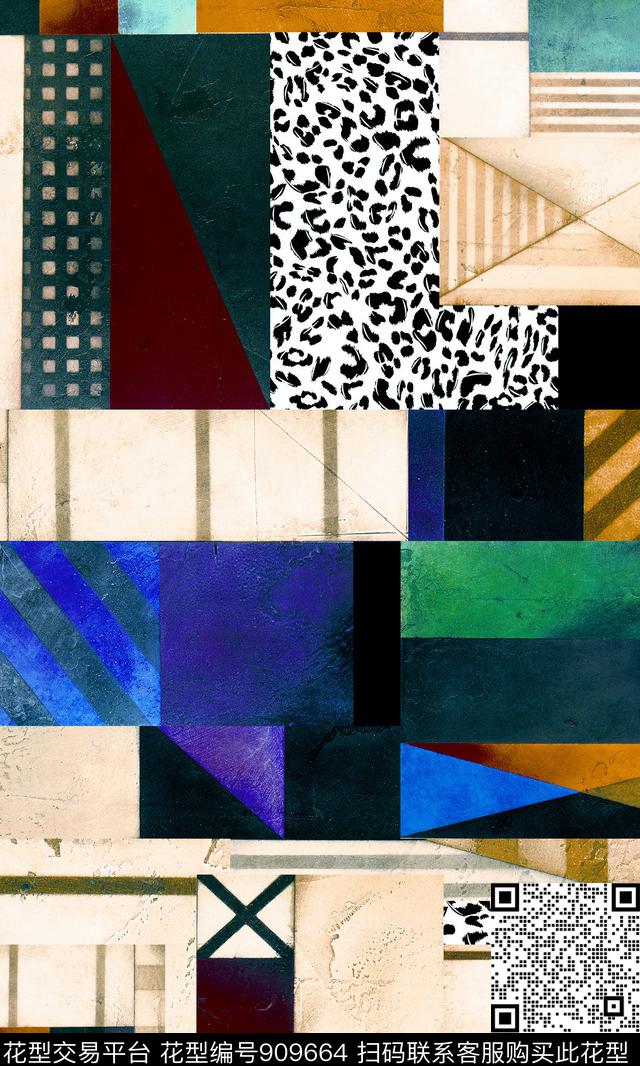 数码华亿平台几何抽象数码印花华亿平台下载（图片编号: 909664） - 瓦栏（Walan）