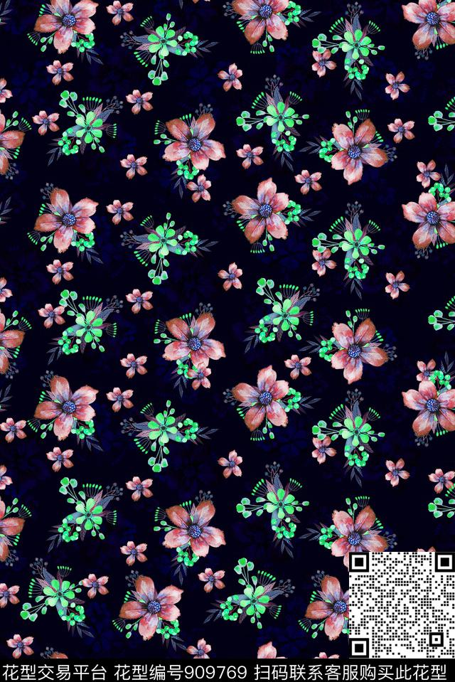 花卉小碎花数码印花华亿平台下载（图片编号: 909769） - 瓦栏（Walan）